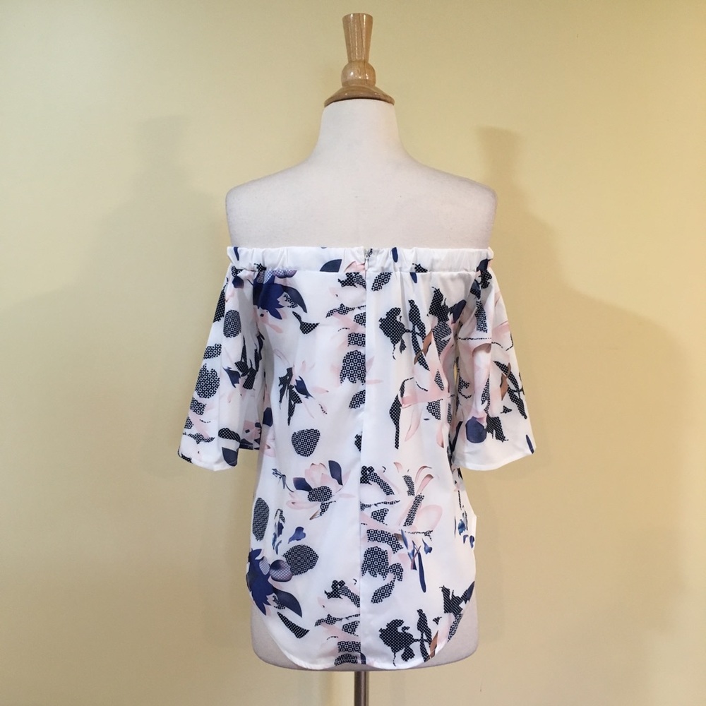 Off Shoulder High Low Floral Blouse - Picture 6 of 6